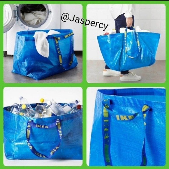 IKEA FRAKTA Ten (10) Extra Large Big Blue Reusable Shopping Bags Laundry Travel - Picture 5 of 13